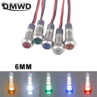 6mm LED Metal Indicator Light Mini Panel Mount Waterproof Signal Lamp With 2 Wires 3V6V 12V 24V 220V Red Yellow Blue Green White