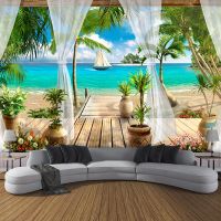 【cw】 Custom Photo Wallpaper Balcony Beach Sea View Room Sofa Bedroom TV Background Wall Mural