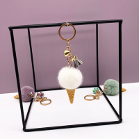 10pcslot Women Pendant Bag Accessories Ice Cream Keychains With Tassel Lovely Plush Dolls Key Ring For Car Decorations