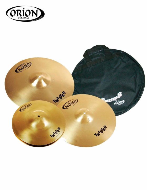 orion-twister-cymbal-set-ชุดแฉ-ชุดฉาบ-ไฮแฮท-14-แฉ-crash-16-แฉ-ride-20-แถมฟรีกระเป๋าใส่-made-in-brazil