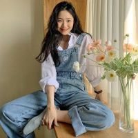 ?Jumsuit Jeans เอี๊ยมยีนส์ขายาว ทรงบอย เอี๊ยมยีนส์ เอี๊ยม เอี๊ยมเท่ๆ แต่งกระเป๋าหน้า