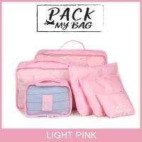 Pack My Bag กระเป๋าจัดระเบียบ สำหรับเดินทาง set 6 ชิ้น ใส่ได้หลายอย่าง หลากหลายสี-Travel Bag Organizer-801026