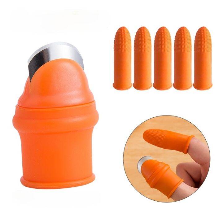 1set-silicone-finger-protector-knife-set-vegetable-fruit-pickle-picker-iron-nail-pick-grape-picker-for-garden-orchard-patch