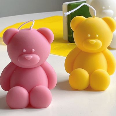 3D Cute Cartoon Bear Silicone Candle Mold Resin Gypsum Home Decor Birthday Christmas Wedding Party Gifts Ice Cube Baking Mold Ice Maker Ice Cream Moul