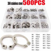 500PCS M5-M20 Circlip ภายนอก/ภายในยึด E-type Cir clip ล็อค Snap Ring ชุดหลุม Shaft Collar Washer Stainless Steel-GONGXI