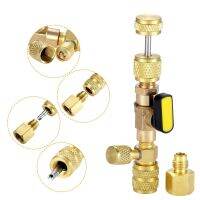 Valve Core Remover/Installer with Dual Size SAE 1/4 5/16 Port Air Conditioning Line Repair Tools for HVAC R32 R410A