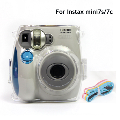 กรณียากใสสำหรับ Fujifilm Instax Mini 7วินาที7C กล้องฝาครอบป้องกันคริสตัลกระเป๋าสะพายสำหรับ Instax Mini 7C ที่มีสายคล้องคอ