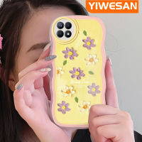 เคส Dienya สำหรับ Realme 8i Realme Narzo 50 4G เคสสีม่วงขอบดอกไม้สีเหลืองสีเคสมือถือกันกระแทกแบบใสนิ่มทนต่อการขีดข่วนทนต่อการตกเคสฝาครอบป้องกัน