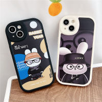 เคสนิ่มหนังสำหรับ IPhone 6เคสโทรศัพท์7 8 Plus XR XS Max Case 11 12 13 14 15 Pro Max 14 15 Plus ฝาครอบหลังหมวกเสื้อกันหนาวแฟชั่นเลนส์กระต่าย