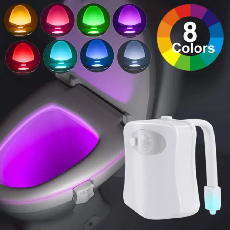 1pc 8 Colors Led Toilet Seat Light, Toilet Bowl Light With Human Body  Motion Sensor And Hanging Design