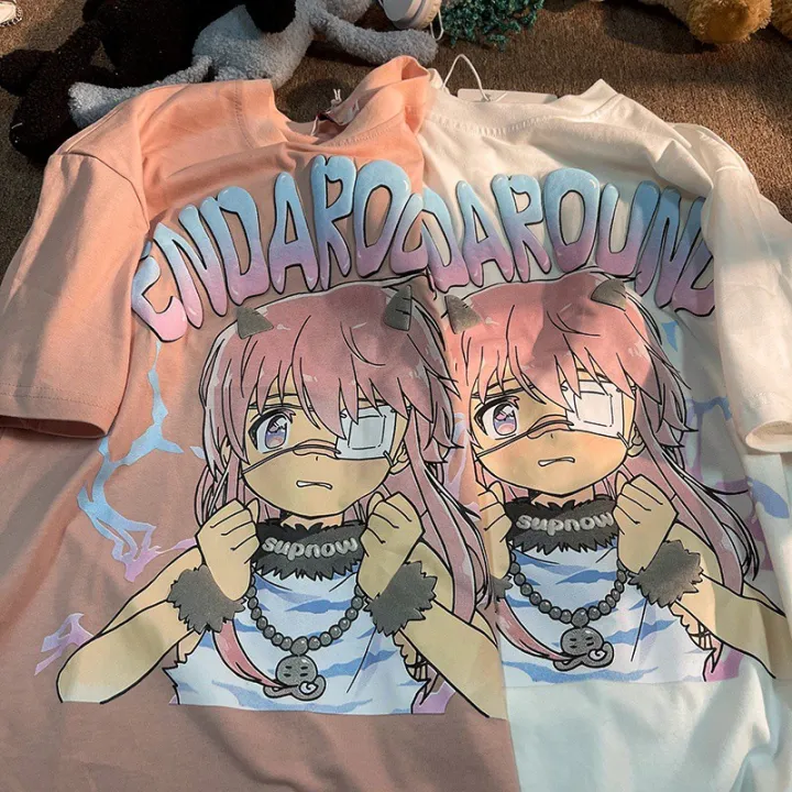 Japanese JK Girls Cartoons Anime T-shirt Half Sleeve Student Loose Cotton  T-shirt Harajuku Fashion Oversized Short | Lazada PH