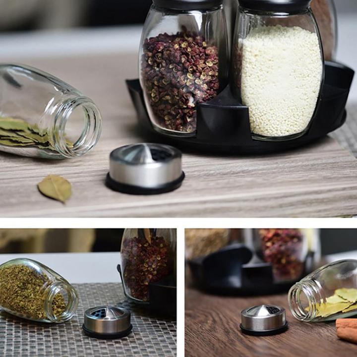 6pcs3pcs-glass-spice-jar-rotating-cover-salt-sugar-bottle-multi-purpose-spice-pepper-shaker-seasoning-can-kitchen-gadgets