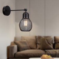 New Industrial Wall Lights Wind Net Shade Living Room Bedroom Retro Wall Lamps Wrought Iron LED Light Fixtures E27