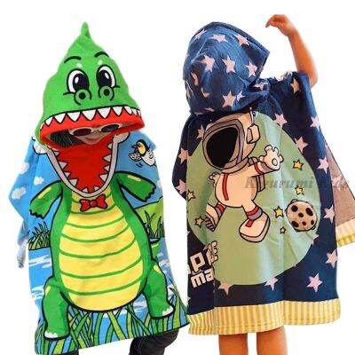 Newborn Baby Bath Towel Robe Kid Cloak Beach Towel Hooded Swim Cape Smock Dinosaur Crocodile Boy Girl Poncho Infant Wrap Blanket