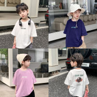 Emo Beibei Childrens 2023 Summer Cartoon Letter Short-Sleeved T-Shirt For Boys And Girls Baby Handsome Loose Trendy Top