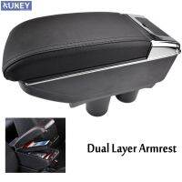 คอนโซลกลางกล่องเก็บ PU หนัง Dual Layer 2012-On Armrest Arm Rest ถาดสำหรับ Peugeot 301 C-Elysee 2013 2014 2015 2016