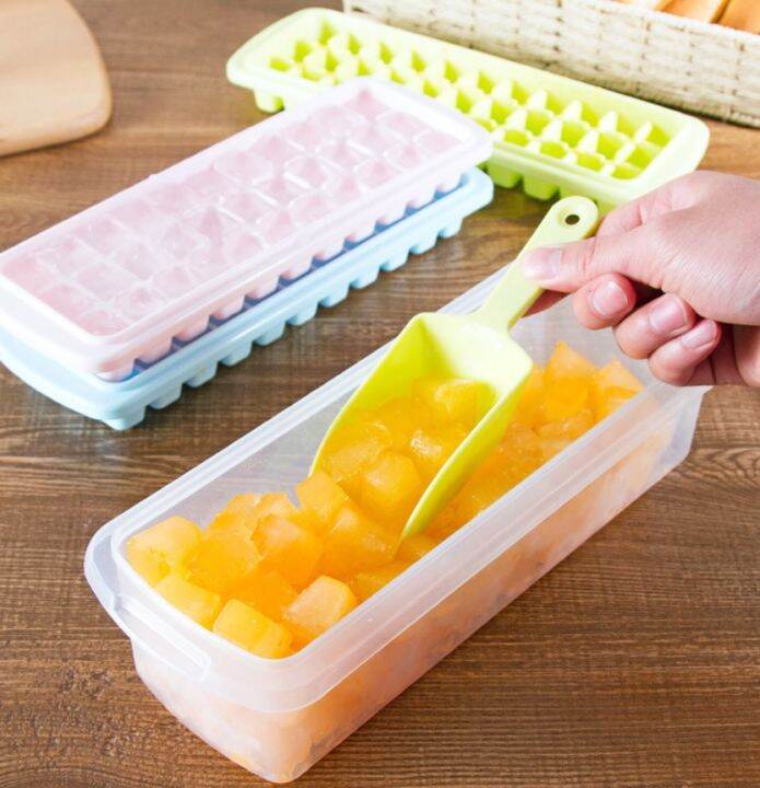 Ice Cube Tray Square Cubes Plastic Ice Cube Maker Mold With Lids For