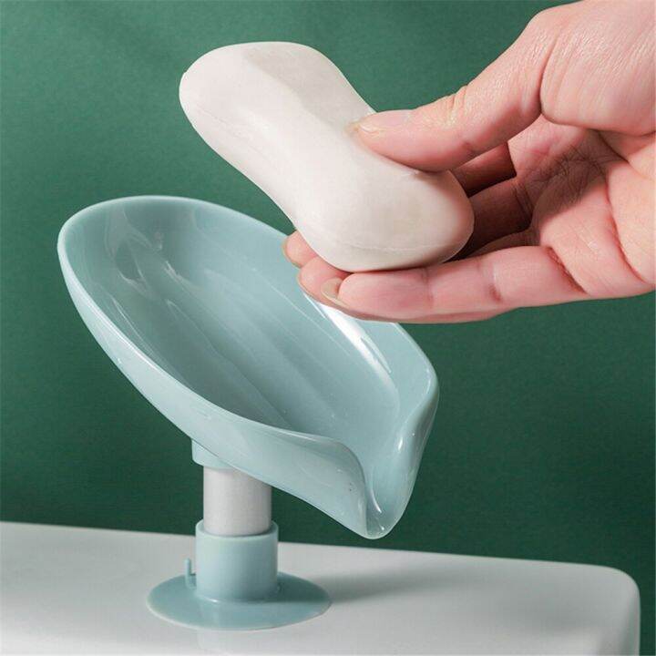 leaf-shape-soap-box-shower-soap-shelf-drain-soap-holder-box-suction-cup-bath-soap-box-sponge-dish-storage-tray-bathroom-supplies-soap-dishes