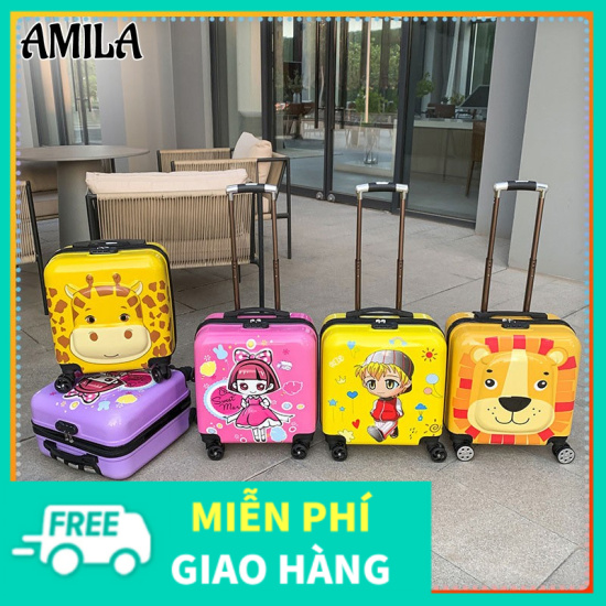 Amila vali kéo trẻ em vali hoạt hình 18 inch vali bánh xe thông dụng 20 - ảnh sản phẩm 1