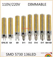 G4หรี่แสงได้นาฬิกาซิลิโคนมีไฟแบบ Led สว่างมาก5730 Smd 14W G9 E12 E14 E17 Ba15d โคมไฟข้าวโพด110/220V 136leds หลอดไฟ Led