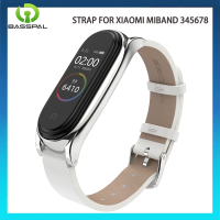 BassPal สายสำหรับ Mi Band 8สำหรับสายรัด Xiaomi Mi 7 6 5 4 3สร้อยข้อมือหนังแท้หรือหนัง PU Miband 6สายรัดข้อมือ