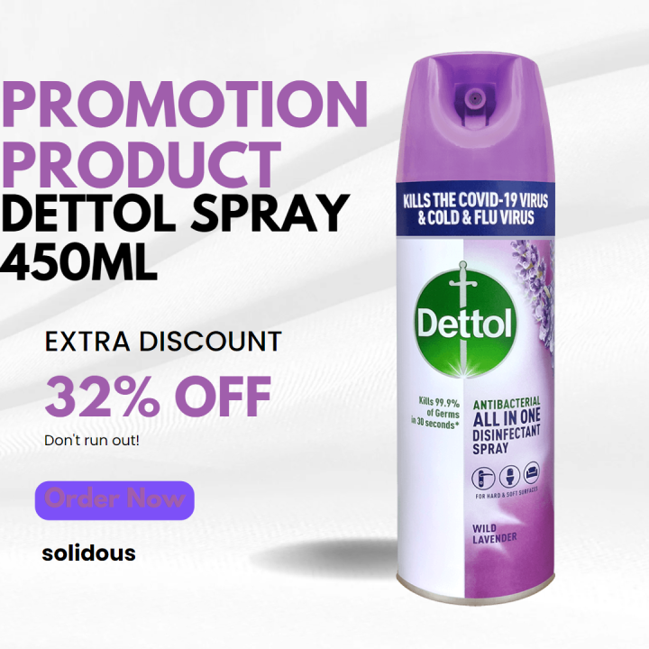 DETTOL DISINFECTANT SPRAY LAVENDER 450ML (CST) Lazada
