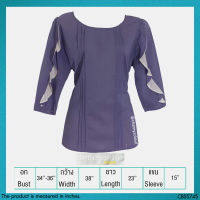 USED Cloth Garden - Purple Frill Sleeve Top | เสื้อแขนยาวสีม่วง สีขาว เสื้อแขนห้าส่วน เสื้อแขนระบาย ทำงาน แท้ มือสอง