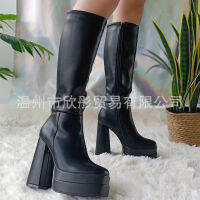 Gifts Cavaliers Boots 2022 New Double -Layer Waterproof Table Zipper Thick Heels Cross -Border Western