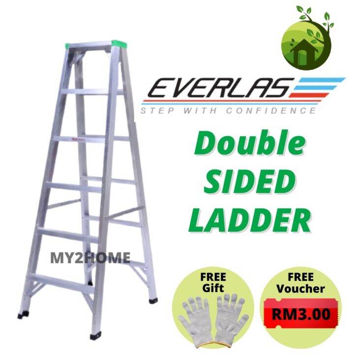 Ladder Aluminium Double Sided Ladders 4/5/6/7/8/9/1/11/12 Steps Everlas ...