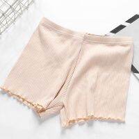 Sinstrong Cotton shorts Ruffled three-point safety pants women outer wear leggings Thread Ribbed Striped Stretchy Underpants