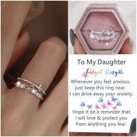 To My Daughter Butterfly Ring Butterfly Rhinestone Ring Minimalist Anxiety Holiday Ring Gift For Her Back To School Gift