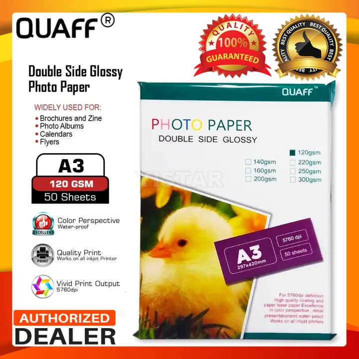 Quaff Double Sided Glossy Photo Paper Size A3 120GSM Lazada PH