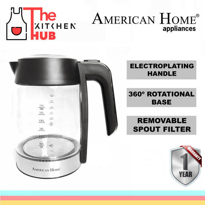 American Home Electric Glass Kettle 17l Ak M1719gb Lazada Ph