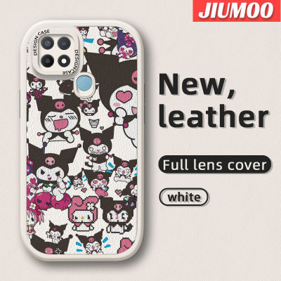 JIUMOO เคสสำหรับ OPPO A15 A15s A35 4G เคสลายการ์ตูนน่ารัก Kuromi เคสโทรศัพท์หนังนิ่มดีไซน์ใหม่ฝาปิดเลนส์เต็มเคสป้องกันกล้องเคสฝาหลังกันกระแทก