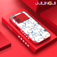 Jlingji เคสสำหรับ Xiaomi Poco X4 Pro 5G Poco M4 Pro Poco C40เต็มหน้าจอน่ารักกระต่ายมีน้ำค้างแข็งโปร่งใสขอบสี่เหลี่ยมด้านข้างแข็งรูปแบบกล้องปลอกซิลิโคนกันกระแทกเคสนิ่ม