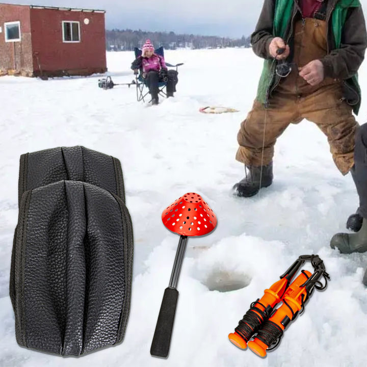 ชุดอุปกรณ์ความปลอดภัยในการตกปลาในฤดูหนาว1ชุดช้อน-handel-lipat-ที่รองเข่าแบบพกพาน้ำหนักเบาอุปกรณ์ป้องกันทนทานชุดชุดอุปกรณ์ตกปลาน้ำแข็ง1ชุดสะดวก