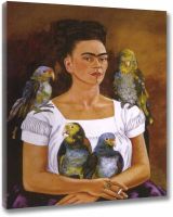 Frida Kahlo 《ฉันและนกแก้วของฉัน》โปสเตอร์และภาพพิมพ์ศิลปะบนผืนผ้าใบสำหรับติดกำแพงผ้าใบวาดภาพสำหรับห้องนั่งเล่นและอุปกรณ์ตกแต่งห้องนอนการตกแต่งบ้านยืดและกรอบพร้อมที่จะ Hang30x40cm118x157inchesframed