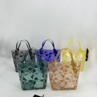 New Lingge Transparent Jelly Bag Lingge Bag Splice Handheld Womens Bag Contrast Crystal Bag