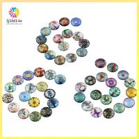 LJ5FD14O 50Pcs 50รูปแบบ Cabochons แก้วพิมพ์ลาย 12mm ครับ กระจกสำหรับผู้หญิง หมุนแก้ว cabochons กระเบื้องโมเสค ครึ่งรอบ กระเบื้องคาไลโดสโคป cabochons ทำเครื่องประดับ DIY