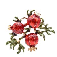 [HOT] CINDY XIANG Red Enamel Pomegranate Brooch Fruit Pin For Women Party Coat Accessories New Design Winter Jewelry