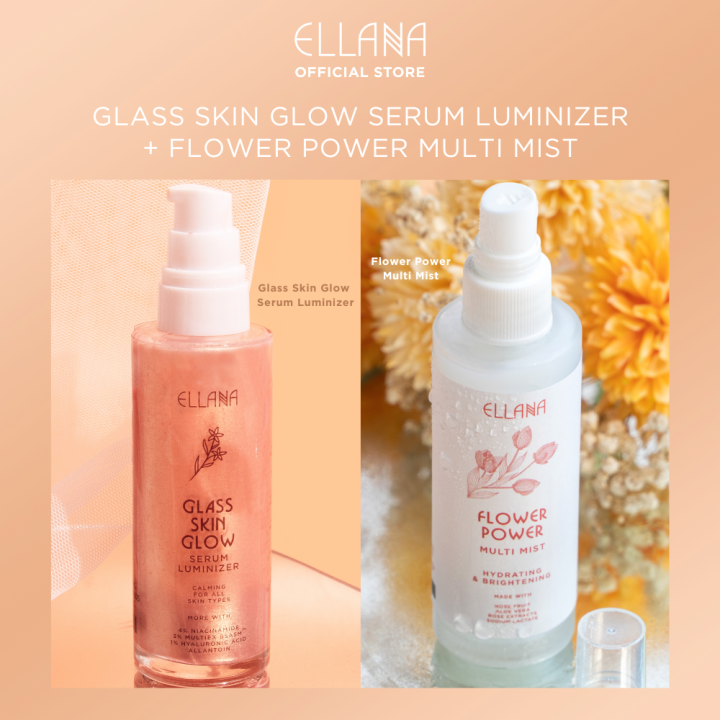 Ellana Glass Skin Glow Serum Luminizer Flower Power Multi Mist Ellana Mineral Cosmetics 2039