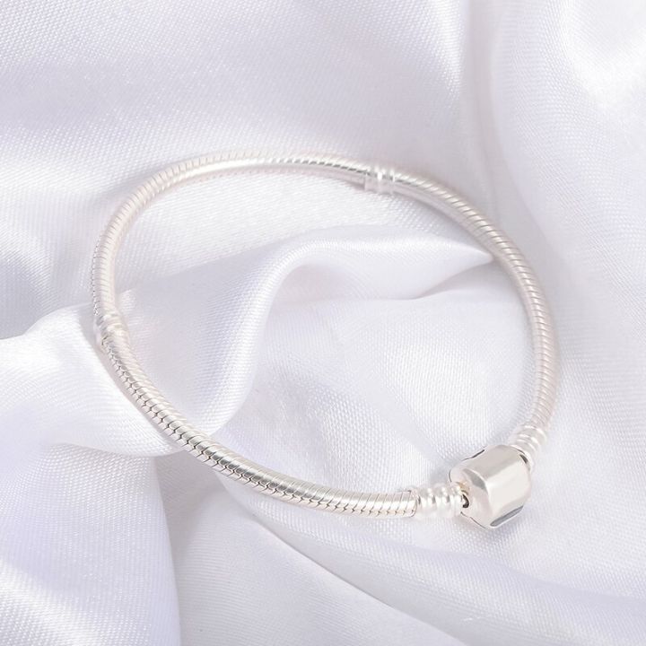 original-sterling-17-18-19cm-silver-snake-chain-bracelet-secure-heart-clasp-beads-charms-bracelet-for-women-diy-jewelry-making-headbands