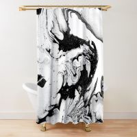 Grey Blue Marble Ink Texture Shower Curtain Abstract Modern Shower Curtain for Bathroom Decor Waterproof Washable Fabric