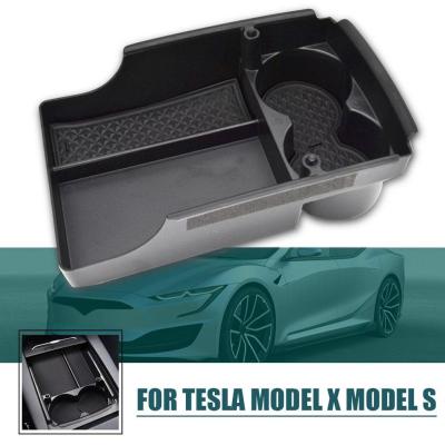 ที่เท้าแขนคอนโซลกลางรถรุ่น X รุ่น Tesla ที่วางกล่องเก็บของแผ่นรองกันลื่นที่เก็บของตกแต่งรถ