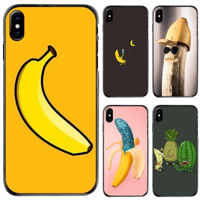 [Yellow peach flavor] การ์ตูนผลไม้กล้วยตลกสำหรับ iPhone 11 12 13 14 Pro MAX มินิ5 5วินาที SE 6 6วินาที7 8พลัส10 X XR XS กรณีเชลล์โทรศัพท์ยาก