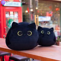【CW】Lovely Cartoon Round Soft Cat Stuffed Toys Cute Black Kitty Shaped Soft Plush Pillows Doll Girls Valentine Day Gifts Ornament