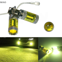 MIAO 2pcs LED FOG Lights 12-24V H3 80W 16 SMD LED รถยนต์ FOG Light สีเหลือง high Power