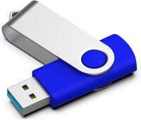 แท่ง USB 64กิกะไบต์ USB 3.0การ์ดหน่วยความจำแบบ USB แฟลชไดร์ฟความเร็วสูง360 ° หมวกเหล็กหมุน (64กิกะไบต์สีฟ้า)