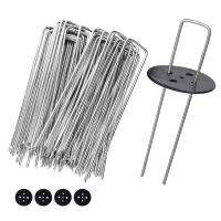 50 Nails + 50 Gaskets U-Nail Garden Lawn Fixing Nail Pegs Netting U-Shape Tarpaulin Fixing Lawn U-Shape Pegs For Garden Netting