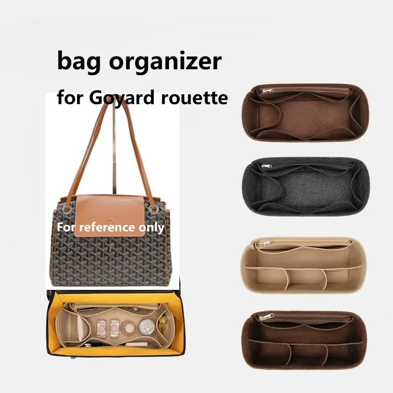 【soft and light】bag organiser insert for goyard rouette bag in bag  organizer multi pocket compartment storage inner lining felt bag